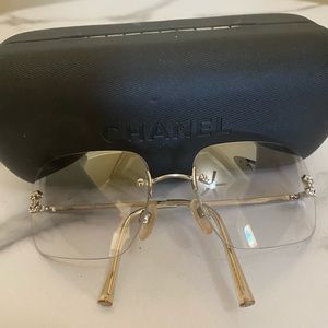 Chanel clear lenses sunglasses with crystal logo